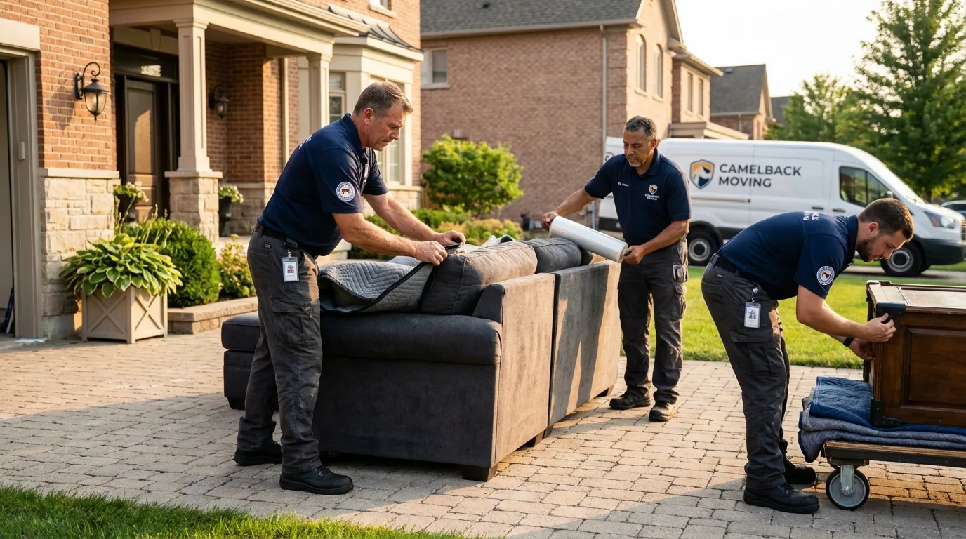 Large estate moving crew wrapping furniture in Rolla, MO