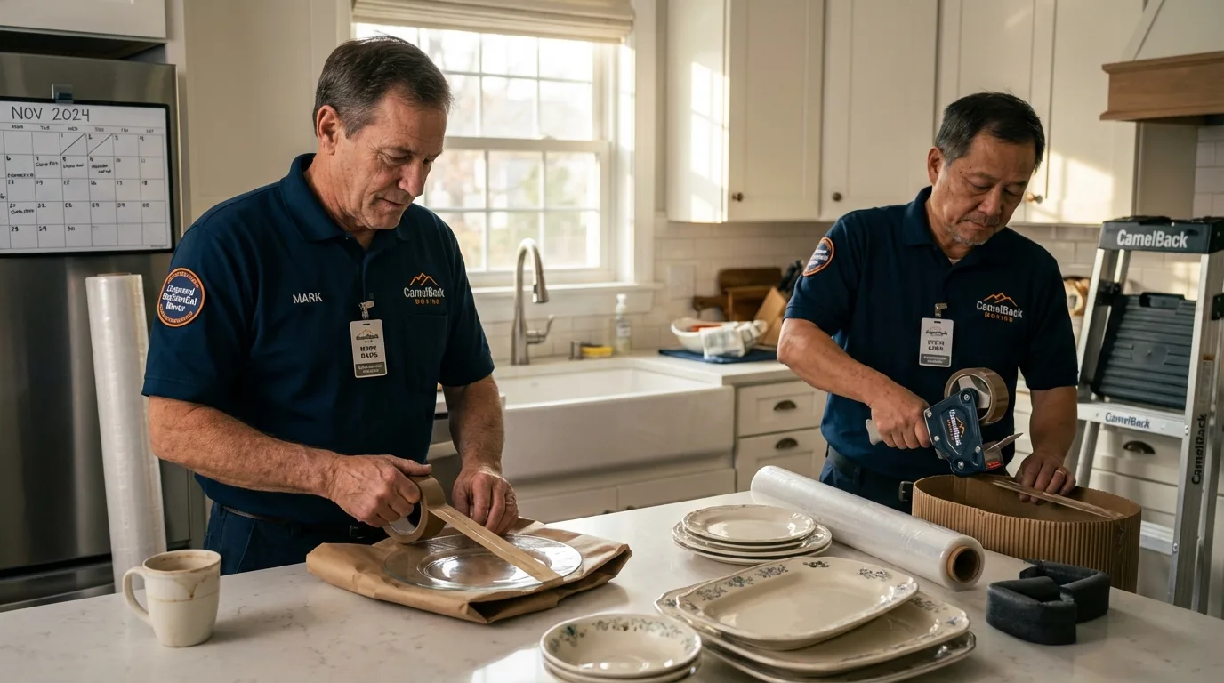 Professional crew packing kitchen dishware in Rolla, MO